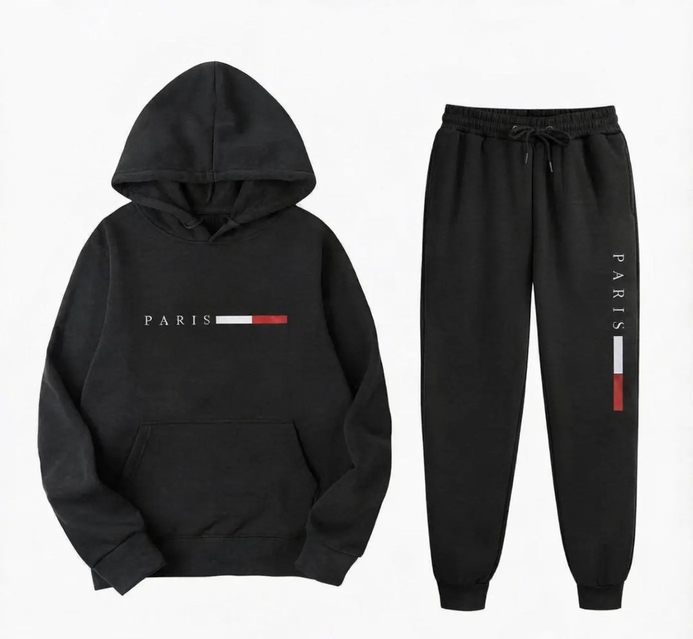 Joggers Pants - طقم هودي رجالي بطبعة باريس، يتكون
